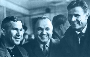 Слева направо Лев Иванович Яшин, Валентин Александрович Гранаткин и Алексей Петрович Хомич